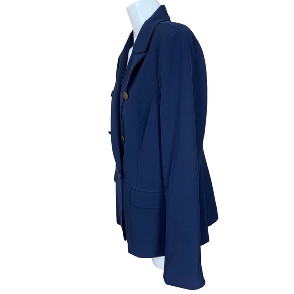 Boston Proper Blue Double Breasted Nautical Button Blazer Size 18 - Picture 5 of 11